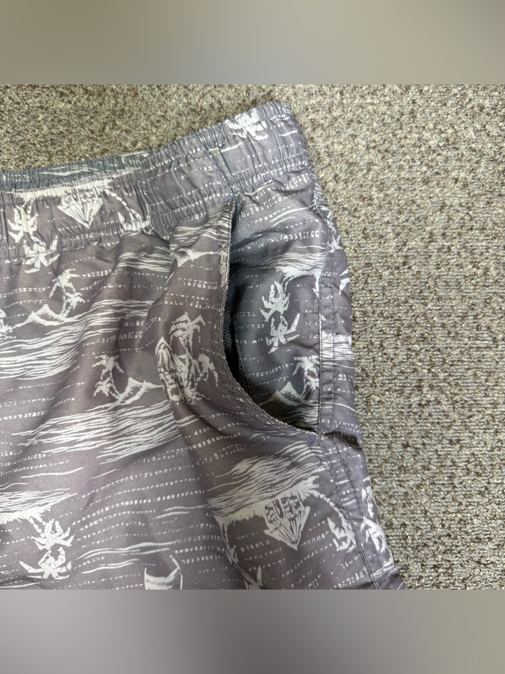 Faded Glory Mens Grey Tropical Print Swim Trunks‎ Size M 32-34 - Picture 4 of 9